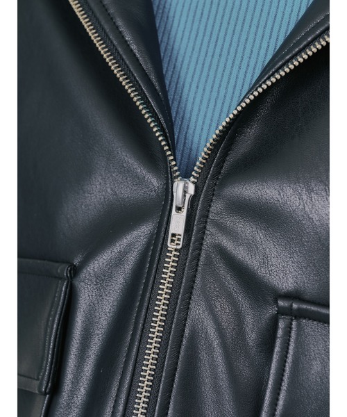 DOLLUPOOPS（ドールアップウップス）の「ヘムチュールフーディー合皮ジャケット（ライダースジャケット・レディース・ブラック/ブラウン・38）」の19枚目の写真