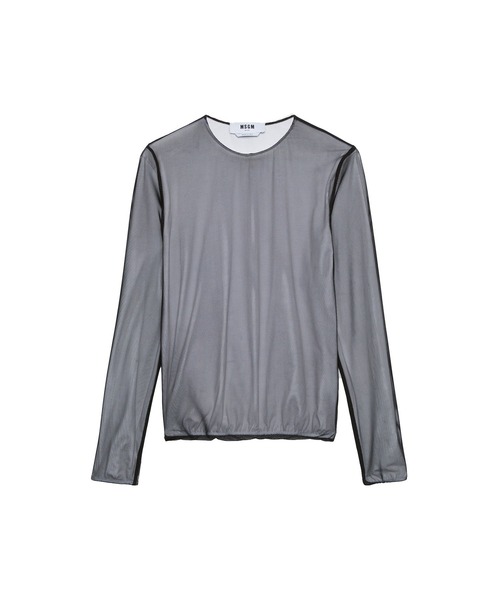 MSGM(エムエスジーエム)の「チュールレイヤード ロングスリーブトップ(Tシャツ/カットソー・レディース・ホワイト×ブラック・S/M)」の1枚目の写真