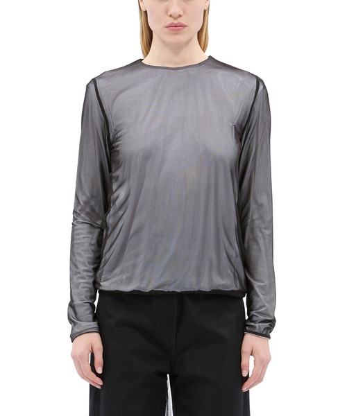 MSGM(エムエスジーエム)の「チュールレイヤード ロングスリーブトップ(Tシャツ/カットソー・レディース・ホワイト×ブラック・S/M)」の2枚目の写真