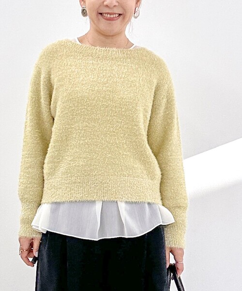 NOLLEY’S（ノーリーズ）の「《手洗い可能》ラメシャギープルオーバー（ニット/セーター・レディース・イエロー/ネイビー/ベージュ・38）」の11枚目の写真