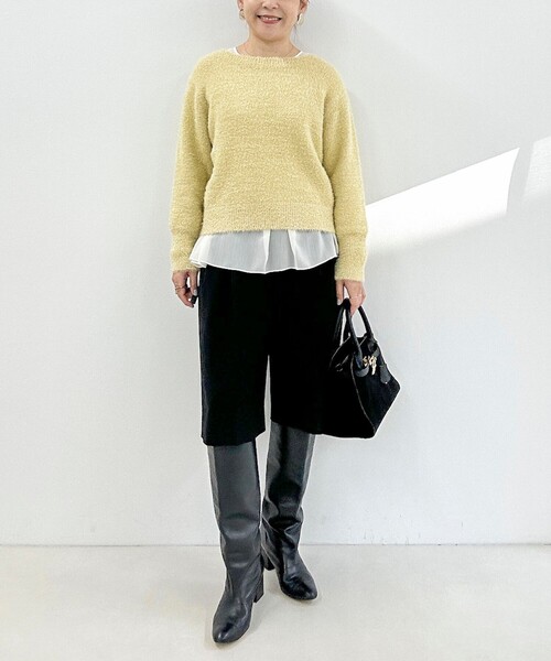 NOLLEY’S（ノーリーズ）の「《手洗い可能》ラメシャギープルオーバー（ニット/セーター・レディース・イエロー/ネイビー/ベージュ・38）」の12枚目の写真