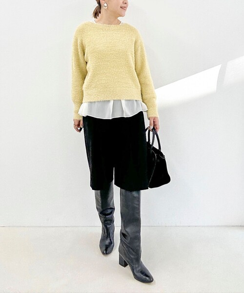 NOLLEY’S（ノーリーズ）の「《手洗い可能》ラメシャギープルオーバー（ニット/セーター・レディース・イエロー/ネイビー/ベージュ・38）」の13枚目の写真