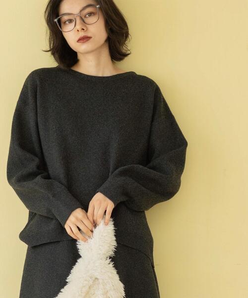 OPAQUE.CLIP（オペークドットクリップ）の「サイド編地切替ニットトップス/セットアップ対応【洗濯機OK】（ニット/セーター・レディース・オフホワイト/チャコールグレー/ベージュ/ピンク系・38/40/42）」の3枚目の写真