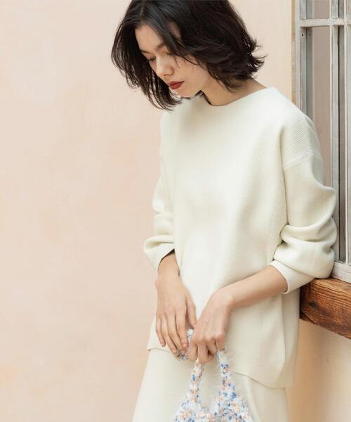 OPAQUE.CLIP（オペークドットクリップ）の「サイド編地切替ニットトップス/セットアップ対応【洗濯機OK】（ニット/セーター・レディース・オフホワイト/チャコールグレー/ベージュ/ピンク系・38/40/42）」の7枚目の写真