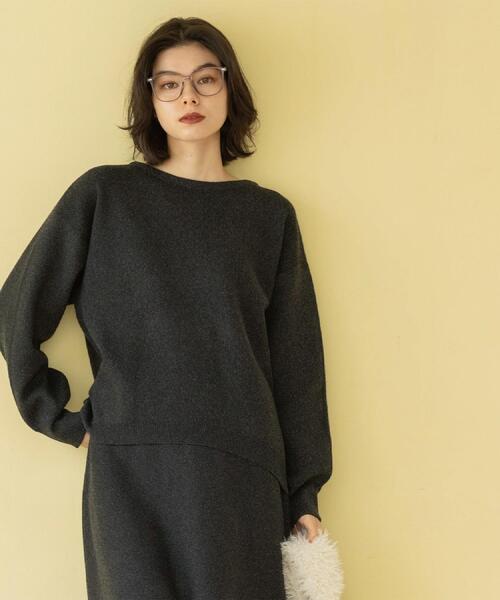 OPAQUE.CLIP（オペークドットクリップ）の「サイド編地切替ニットトップス/セットアップ対応【洗濯機OK】（ニット/セーター・レディース・オフホワイト/チャコールグレー/ベージュ/ピンク系・38/40/42）」の12枚目の写真