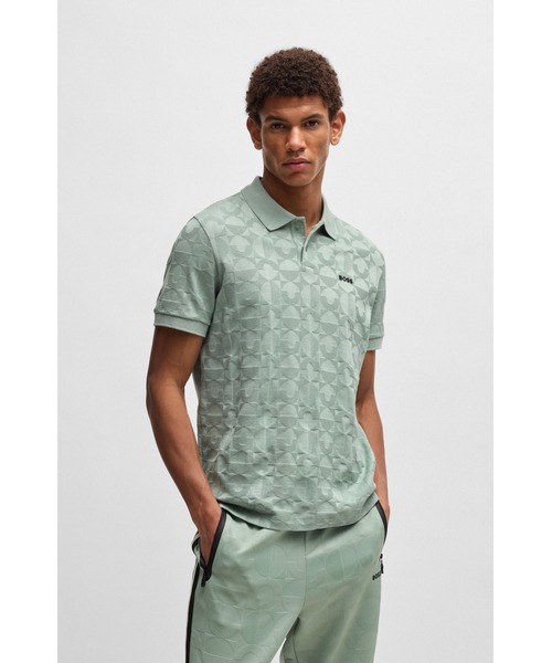 BOSS（ボス）の「コットン ポロシャツ サークルジャカード（ポロシャツ・メンズ・グリーン/ブラック・S/XXL/XS/XL/M/L/XXXL）」の2枚目の写真