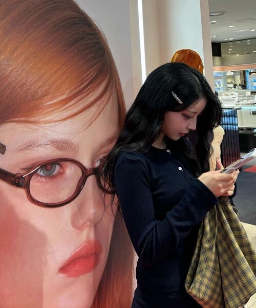 ニットスタッドボタンカーディガン_ネイビー（カーディガン/ボレロ