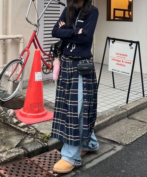 CRANK ニットスタッドボタンカーディガン_ネイビー ニットスタッドボタンカーディガン_ネイビー（カーディガン/ボレロ