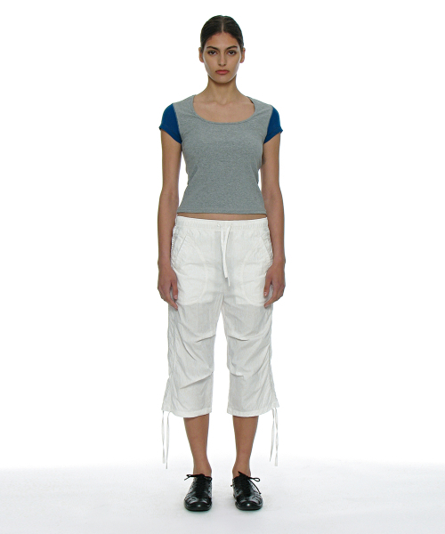 PARTIMENTO WOMEN(パルティメントウィメン)の「カットアウトスcoopネックショートスリーブTシャツ_メランジ(Tシャツ/カットソー・レディース・グレー・SMALL/MEDIUM)」の4枚目の写真