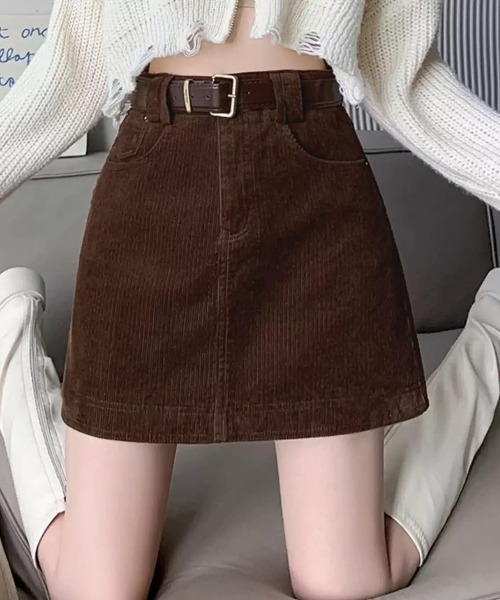 Teem Store(チームストア)の「【インパン付き】台形コーデュロイミニスカート(スカート・レディース・ブラック/ブラウン・M/L)」の6枚目の写真