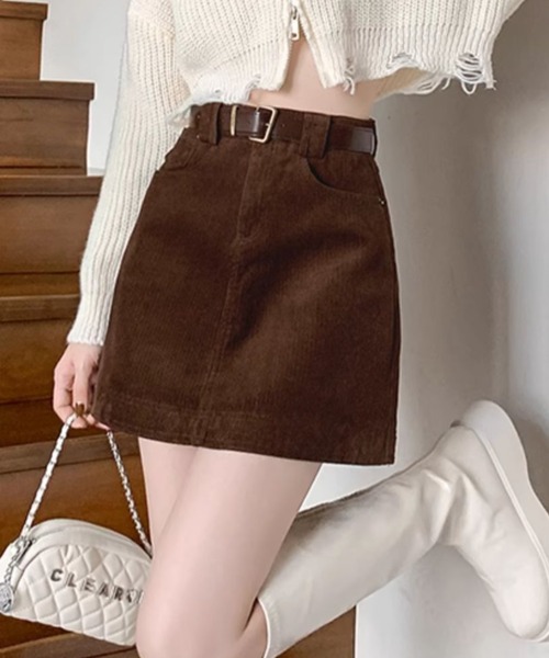 セール】【インパン付き】【25年秋冬新作】台形コーデュロイミニ