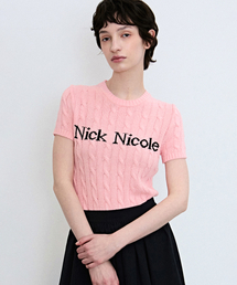 NICK NICOLE CABLE HALF KNIT_PINK