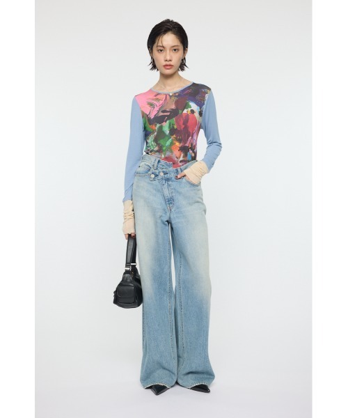 PROJECT U（プロジェクトユー）の「PU ABSTRACT CREW トップス（Tシャツ/カットソー・レディース・ライトブルー・FREE）」の3枚目の写真