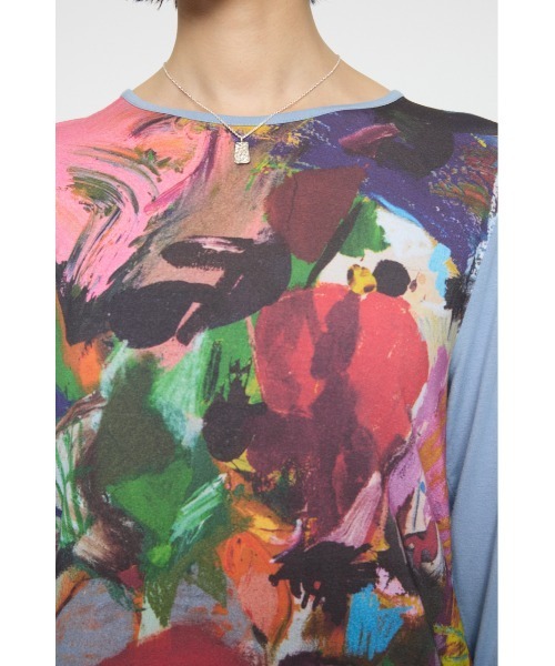 PROJECT U（プロジェクトユー）の「PU ABSTRACT CREW トップス（Tシャツ/カットソー・レディース・ライトブルー・FREE）」の9枚目の写真