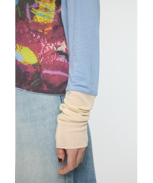 PROJECT U（プロジェクトユー）の「PU ABSTRACT CREW トップス（Tシャツ/カットソー・レディース・ライトブルー・FREE）」の10枚目の写真