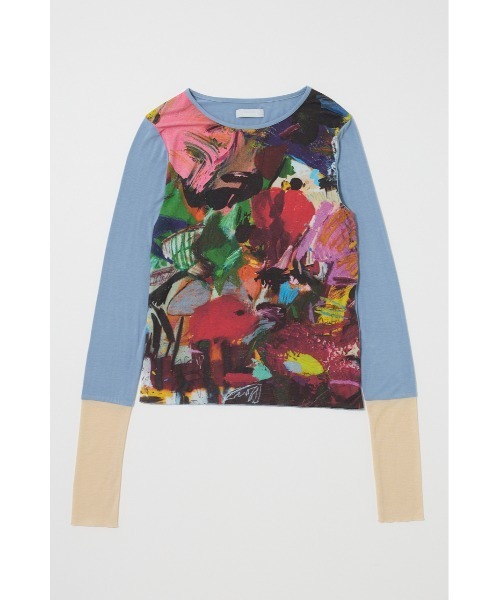 PROJECT U（プロジェクトユー）の「PU ABSTRACT CREW トップス（Tシャツ/カットソー・レディース・ライトブルー・FREE）」の12枚目の写真