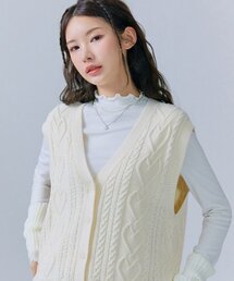 女性ボタン装飾ベスト-CFRG7371C0A