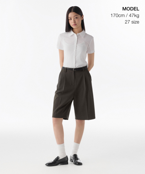 MUSINSA STANDARD WOMAN（ムシンサスタンダードウーマン）の「ウィメンズワイドバミューダハーフスラックス[バンダイクブラウン]（スラックス・レディース・その他・34/32/30/31/24/25/26/27/28/29）」の2枚目の写真