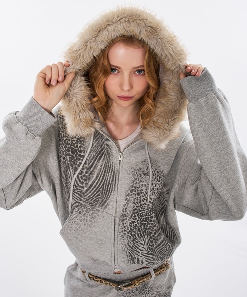 WISH FOR EVER(ウィッシュフォーエバー)の「ZEBRA & LEOPARD PRINT FAKE FUR ZIP HOODIE / ゼブラ&レオパードプリントフェイクファージップフーディ(パーカー・メンズ・グレー/ブラック・LARGE/MEDIUM/SMALL)」の17枚目の写真