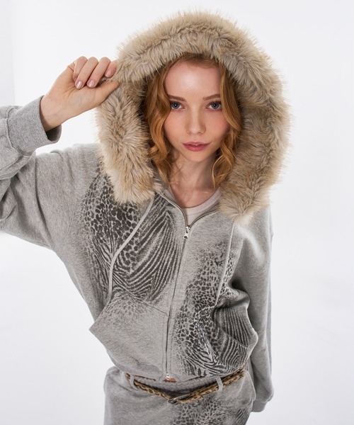 WISH FOR EVER(ウィッシュフォーエバー)の「ZEBRA & LEOPARD PRINT FAKE FUR ZIP HOODIE / ゼブラ&レオパードプリントフェイクファージップフーディ(パーカー・メンズ・グレー/ブラック・LARGE/MEDIUM/SMALL)」の18枚目の写真