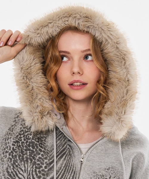 WISH FOR EVER(ウィッシュフォーエバー)の「ZEBRA & LEOPARD PRINT FAKE FUR ZIP HOODIE / ゼブラ&レオパードプリントフェイクファージップフーディ(パーカー・メンズ・グレー/ブラック・LARGE/MEDIUM/SMALL)」の19枚目の写真