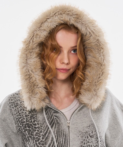 WISH FOR EVER(ウィッシュフォーエバー)の「ZEBRA & LEOPARD PRINT FAKE FUR ZIP HOODIE / ゼブラ&レオパードプリントフェイクファージップフーディ(パーカー・メンズ・グレー/ブラック・LARGE/MEDIUM/SMALL)」の20枚目の写真