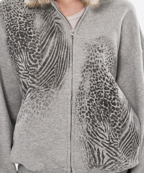 WISH FOR EVER(ウィッシュフォーエバー)の「ZEBRA & LEOPARD PRINT FAKE FUR ZIP HOODIE / ゼブラ&レオパードプリントフェイクファージップフーディ(パーカー・メンズ・グレー/ブラック・LARGE/MEDIUM/SMALL)」の22枚目の写真