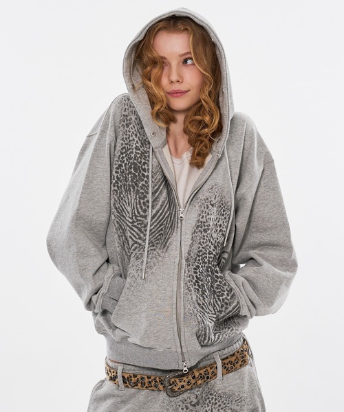 WISH FOR EVER(ウィッシュフォーエバー)の「ZEBRA & LEOPARD PRINT FAKE FUR ZIP HOODIE / ゼブラ&レオパードプリントフェイクファージップフーディ(パーカー・メンズ・グレー/ブラック・LARGE/MEDIUM/SMALL)」の12枚目の写真