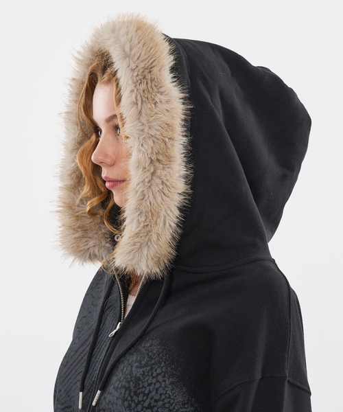 セール】ZEBRA & LEOPARD PRINT FAKE FUR ZIP HOODIE / ゼブラ