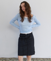 RENSE（レンセ）の「Side Slit Snap Midi Skirt Black（スカート）」