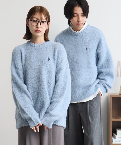 U.S. POLO ASSN.(ユーエスポロアッスン)の「【U.S. POLO ASSN./ユーエスポロアッスン】別注 ロゴ刺繍 ふわふわシャギー ニット(ニット/セーター・メンズ・ネイビー/レッド/ブラック/オフホワイト/グレー/ブルー/ピンク・M/L/LL/S)」の5枚目の写真