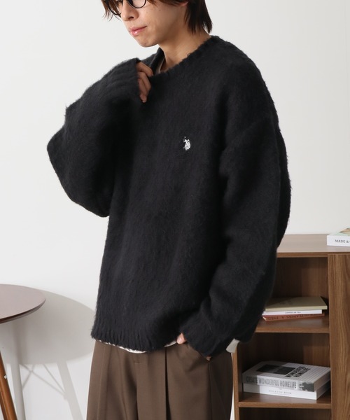 U.S. POLO ASSN.(ユーエスポロアッスン)の「【U.S. POLO ASSN./ユーエスポロアッスン】別注 ロゴ刺繍 ふわふわシャギー ニット(ニット/セーター・メンズ・ネイビー/レッド/ブラック/オフホワイト/グレー/ブルー/ピンク・M/L/LL/S)」の9枚目の写真