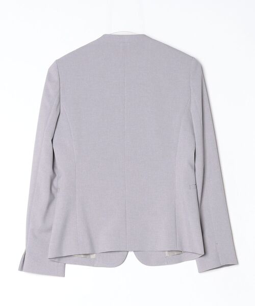 Perfect Suit FActory(パーフェクトスーツファクトリー)の「杢調プレーンスーツ ノーカラージャケット グレー/カーキ(カーキー)【マシンウォッシャブル】(ノーカラージャケット・レディース・グレー/カーキ・7号/9号/11号/13号)」の20枚目の写真