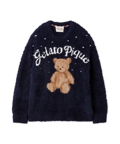 ジェラートピケ　ベアジャガードプルオーバー　ネイビー　上のみ HOLIDAY】【HOMME】ジェラートスノーベアジャガードプルオーバー