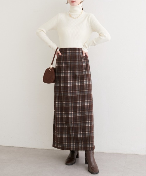 natural couture（ナチュラルクチュール）の「アソートチェックペンシルスカート（スカート・レディース・ブラック/ブラウン・FREE）」の12枚目の写真