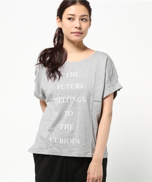 OUTLET（アウトレット）の「【Discoat Petit】20/-CR袖タックロゴT（Tシャツ/カットソー・レディース・アイボリー/ネイビー/杢グレー・MEDIUM/LARGE）」の2枚目の写真