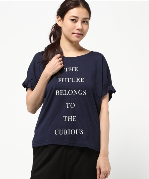 OUTLET（アウトレット）の「【Discoat Petit】20/-CR袖タックロゴT（Tシャツ/カットソー・レディース・アイボリー/ネイビー/杢グレー・MEDIUM/LARGE）」の3枚目の写真