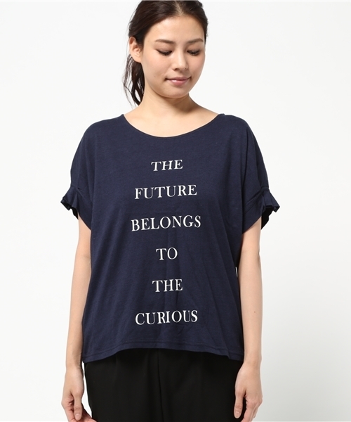 OUTLET（アウトレット）の「【Discoat Petit】20/-CR袖タックロゴT（Tシャツ/カットソー・レディース・アイボリー/ネイビー/杢グレー・MEDIUM/LARGE）」の4枚目の写真