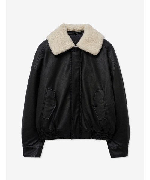 LADY VOLUME（レディーボリューム）の「SHEARING VINTAGE WASHED LEATHER PADDING_BLACK（ダウンジャケット/コート・レディース・その他・FREE）」の2枚目の写真