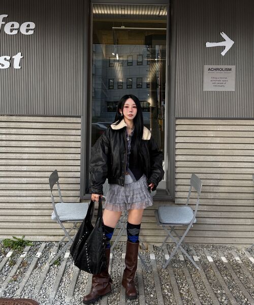 LADY VOLUME（レディーボリューム）の「SHEARING VINTAGE WASHED LEATHER PADDING_BLACK（ダウンジャケット/コート・レディース・その他・FREE）」の6枚目の写真