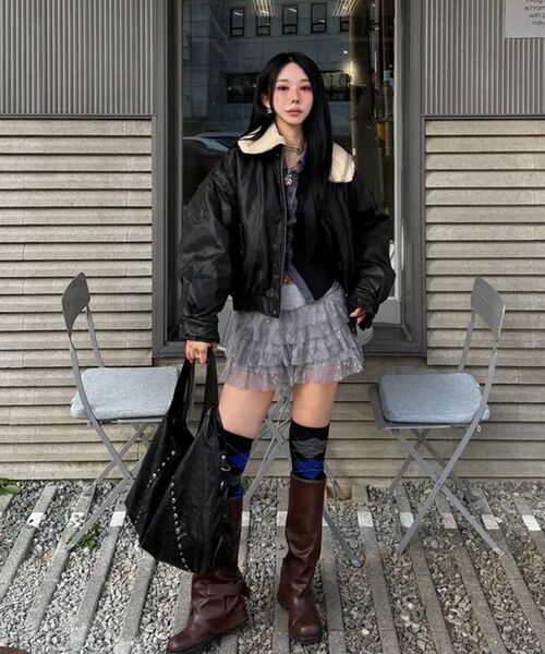 LADY VOLUME（レディーボリューム）の「SHEARING VINTAGE WASHED LEATHER PADDING_BLACK（ダウンジャケット/コート・レディース・その他・FREE）」の8枚目の写真