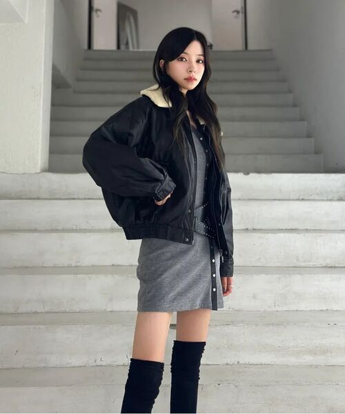 LADY VOLUME（レディーボリューム）の「SHEARING VINTAGE WASHED LEATHER PADDING_BLACK（ダウンジャケット/コート・レディース・その他・FREE）」の9枚目の写真