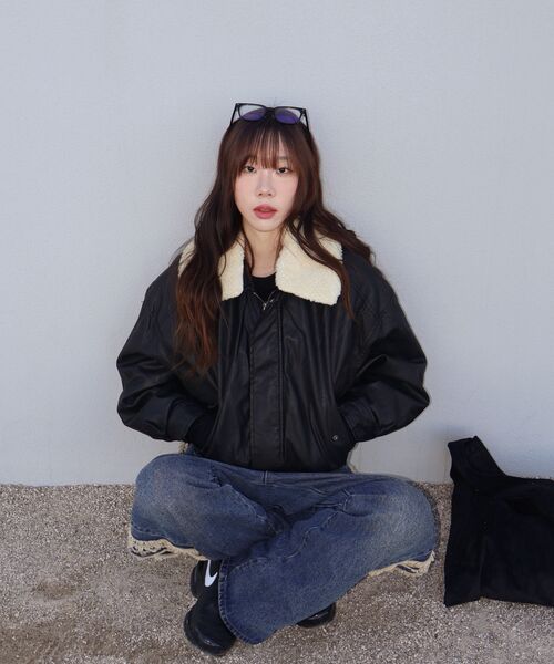 LADY VOLUME（レディーボリューム）の「SHEARING VINTAGE WASHED LEATHER PADDING_BLACK（ダウンジャケット/コート・レディース・その他・FREE）」の14枚目の写真