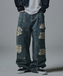 NOT4NERD(�m�b�g�t�H�[�i�[�h)��Destroyed Double Knee Carpenter Pants - Deep Blue(�f�j���p���c)