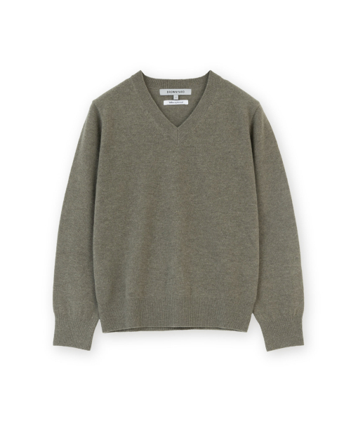 BROWNYARD(ブラウンヤード)の「WエクストラスーパーファインVネックニット、オリーブグレー(ニット/セーター・メンズ・その他・1/2)」の1枚目の写真