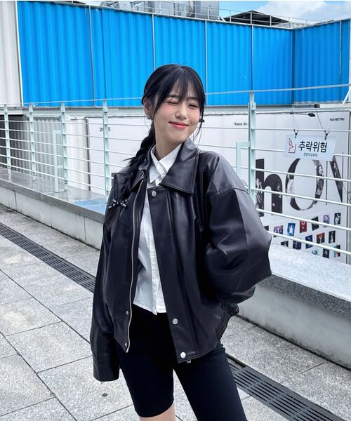 LADY VOLUME（レディーボリューム）の「465 VEGAN LEATHER BLOUSON_BURGANDY（ライダースジャケット・レディース・その他・FREE）」の3枚目の写真