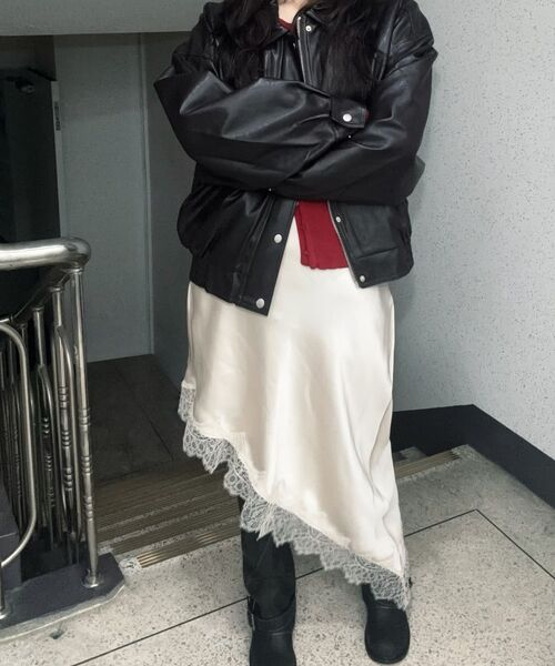 LADY VOLUME（レディーボリューム）の「465 VEGAN LEATHER BLOUSON_BURGANDY（ライダースジャケット・レディース・その他・FREE）」の7枚目の写真