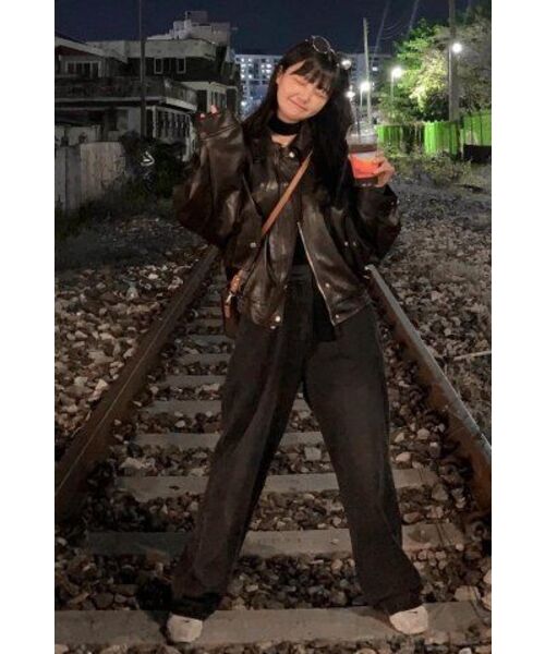 LADY VOLUME（レディーボリューム）の「465 VEGAN LEATHER BLOUSON_BURGANDY（ライダースジャケット・レディース・その他・FREE）」の2枚目の写真