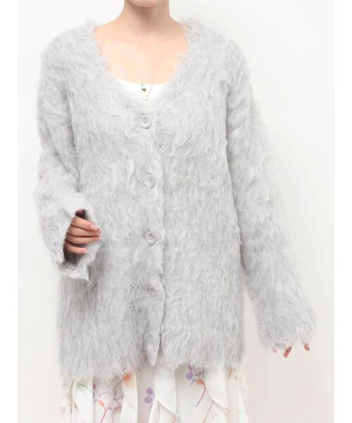 RESEXXY(リゼクシー)の「シャギーミディニットカーディガン(カーディガン/ボレロ・レディース・グレー/ブルー/ベージュ・FREE)」の5枚目の写真