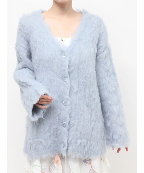 RESEXXY(リゼクシー)の「シャギーミディニットカーディガン(カーディガン/ボレロ・レディース・グレー/ブルー/ベージュ・FREE)」の6枚目の写真